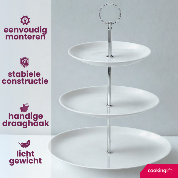 Set d'étagère Cookinglife - Tour - Food for Fun - Ø16/21/26cm - 3 niveaux