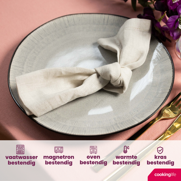 Set d'assiettes Cookinglife - en céramique - Nola Warm Grey - Ø27 cm - 6 pièces