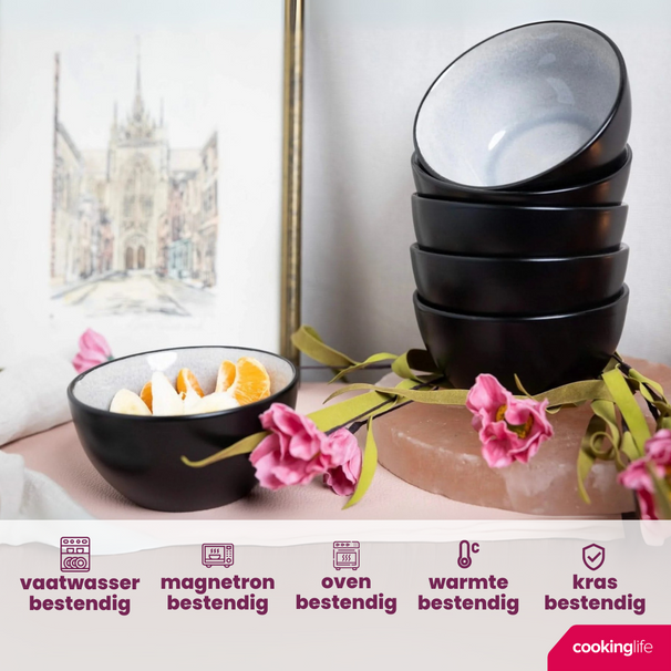 Ensemble de bols Cookinglife - Petits bols - Nola Gris chaud - 12 cm - 6 pièces