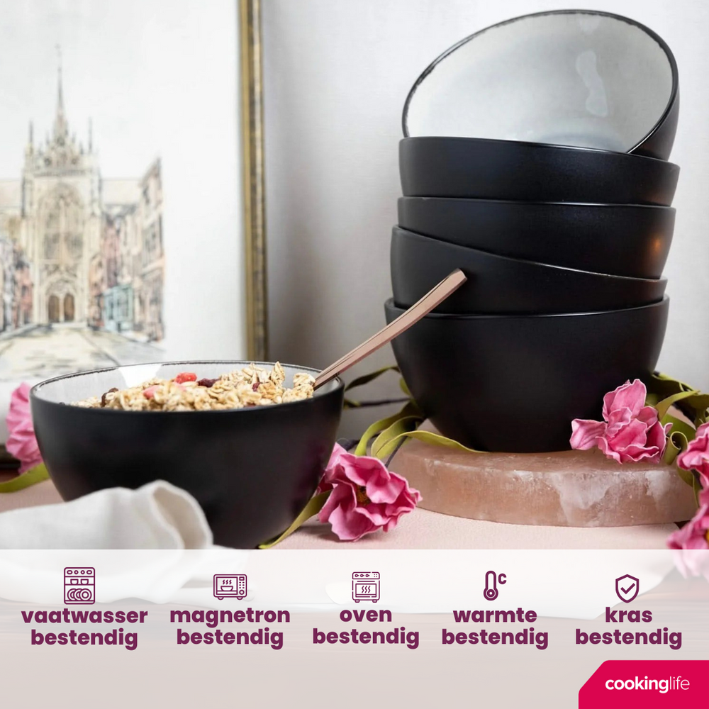 Set de bols à soupe Cookinglife - en grès - Nola Warm Grey - 14 cm - 6 pièces