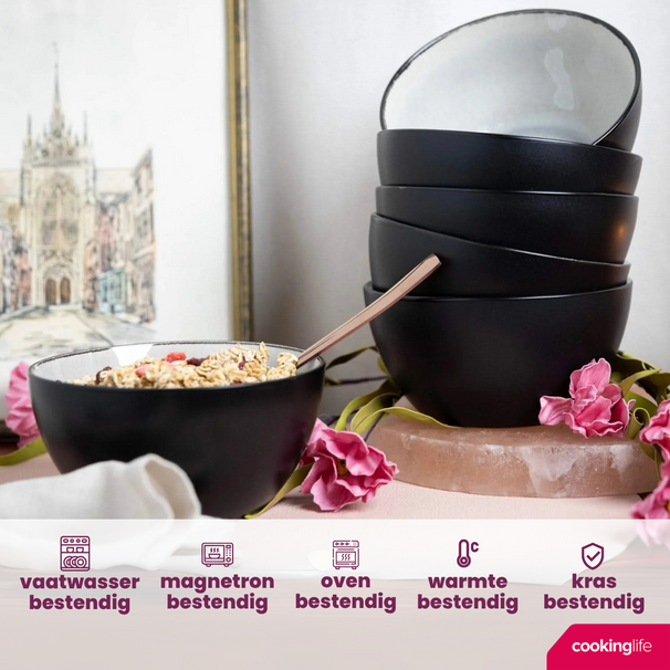 Set de bols à soupe Cookinglife - en grès - Nola Warm Grey - 14 cm - 6 pièces