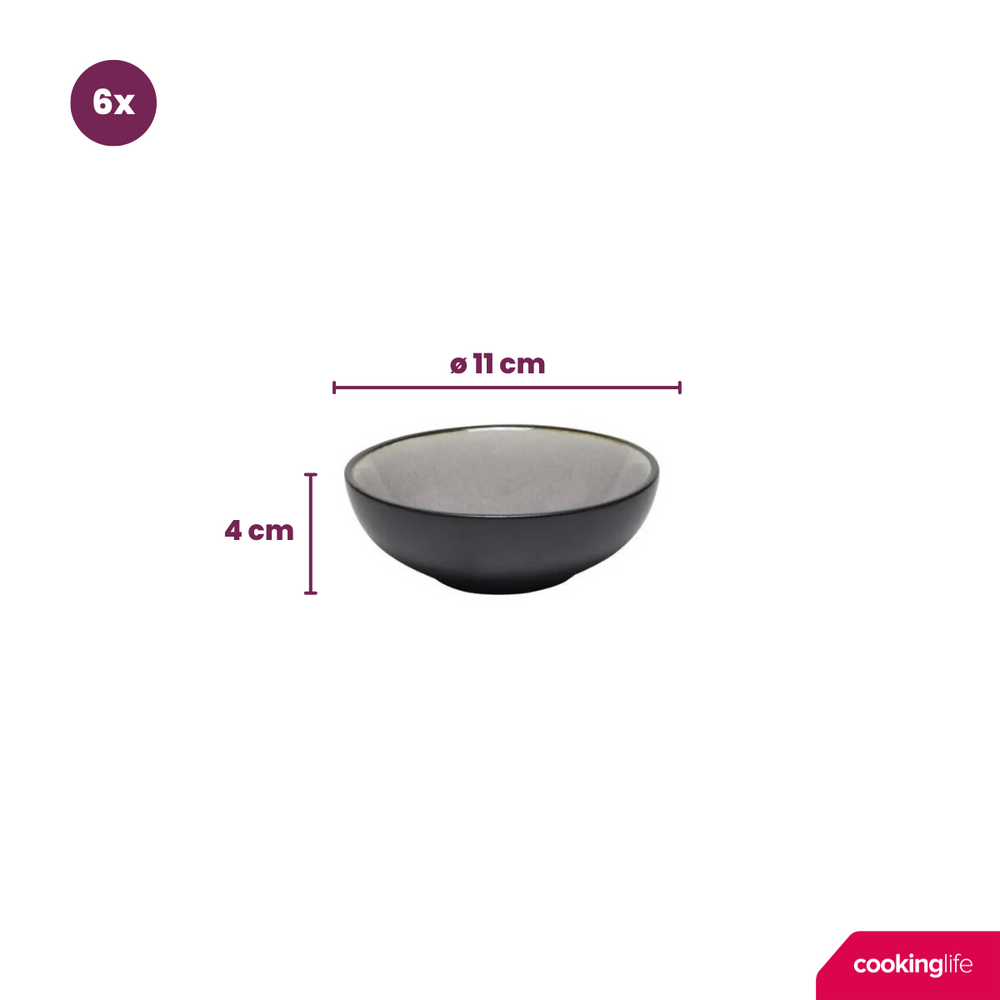 Ensemble de bols Cookinglife - Bols a sauce - Nola Warm Grey - 11 cm - 6 pièces
