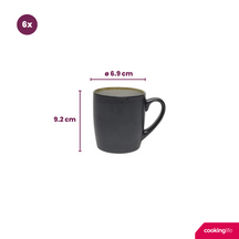 Ensemble de mugs Cookinglife - Mugs à café - Nola Gris Chaud - 350 ml - 6 pièces