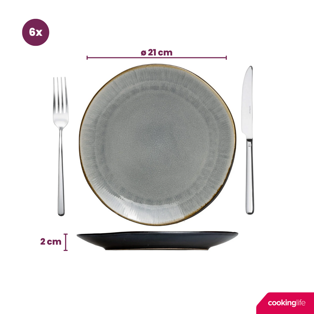 Ensemble de vaisselle Cookinglife - 6 personnes - Nola Warm Grey - 18 pièces