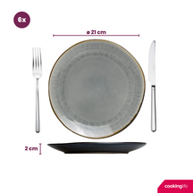Ensemble de vaisselle Cookinglife - 6 personnes - Nola Warm Grey - 18 pièces