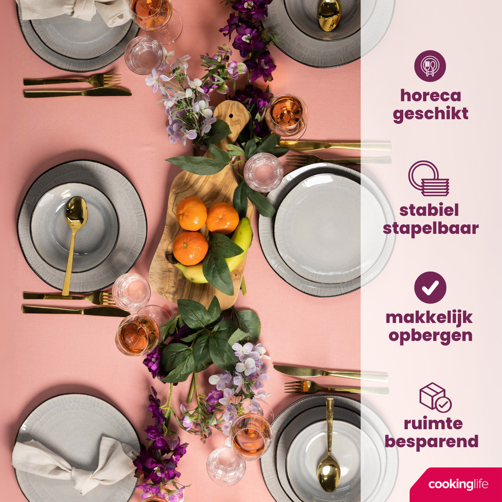 Set d'assiettes Cookinglife - en céramique - Nola Warm Grey - Ø27 cm - 6 pièces