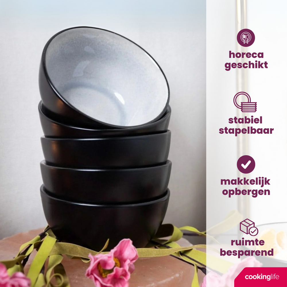Ensemble de bols Cookinglife - Petits bols - Nola Gris chaud - 12 cm - 6 pièces