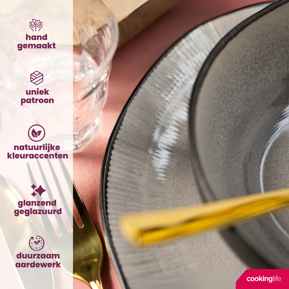 Set de bols à soupe Cookinglife - en grès - Nola Warm Grey - 14 cm - 6 pièces