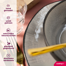 Set de bols à soupe Cookinglife - en grès - Nola Warm Grey - 14 cm - 6 pièces