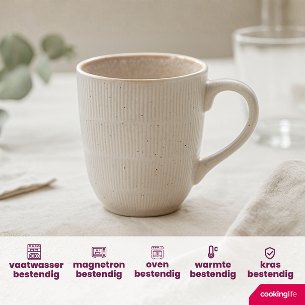 Ensemble de mugs Cookinglife - Mugs à café - Nola Sand - 350 ml - 6 pièces