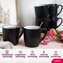 Ensemble de mugs Cookinglife - Mugs à café - Nola Gris Chaud - 350 ml - 6 pièces
