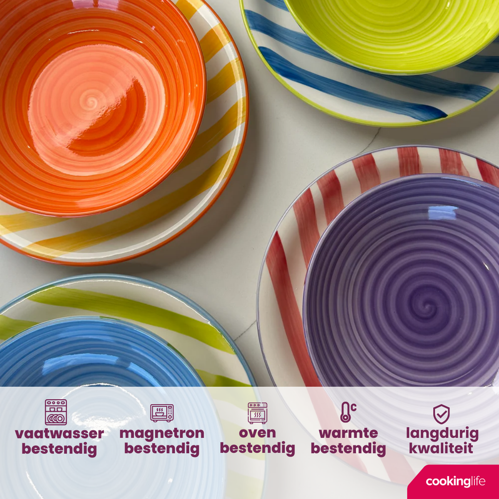 Set d'assiettes Cookinglife - Assiettes dessert - Summer Vibes - 19cm - 6 pièces