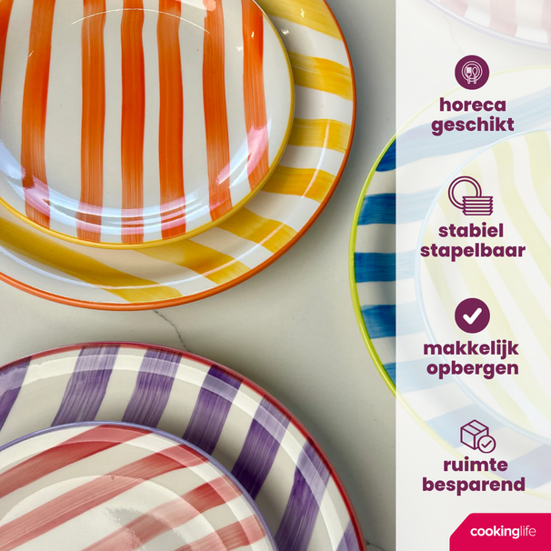 Set d'assiettes Cookinglife - Assiette à pâtes - Summer Vibes - 21cm - 6 pièces