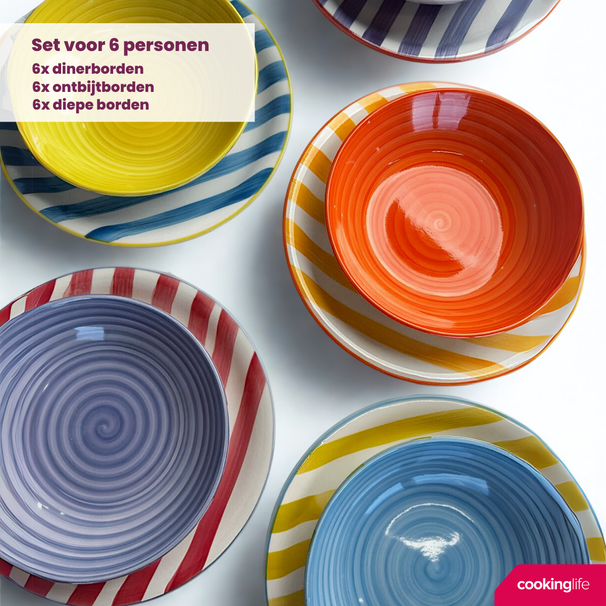 Ensemble de service Cookinglife - 6 personnes - SummerVibes - Ø26,5cm - 18 pièces