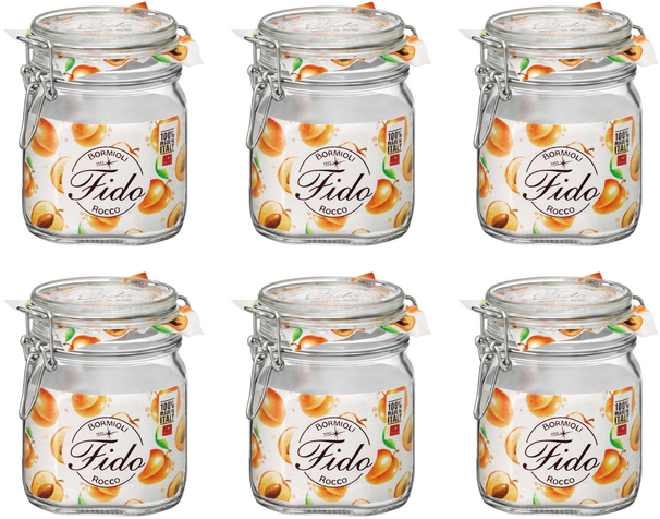 Ensemble de bocaux Bormioli Rocco - Bocal Weck - Fido - 750 ml - 6 pièces