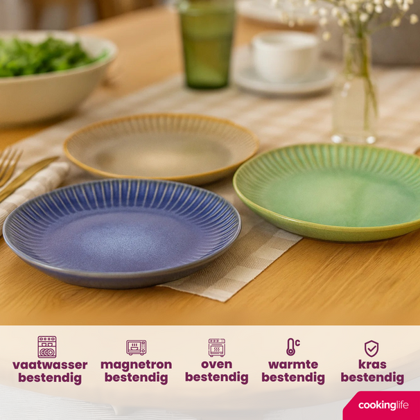 Set d'assiettes Cookinglife - Petit-déjeuner - Aqua Maris - Ø21cm - 6 pieces