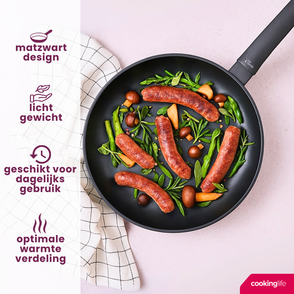 Poêle Cookinglife - Poêle à frire - Black Cera - Ø 24 cm - en aluminium