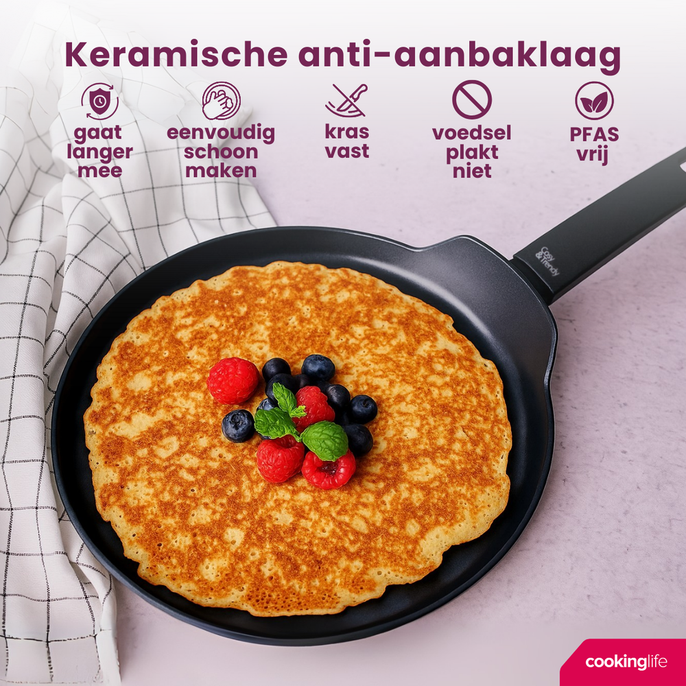 Poêle Cookinglife - Poêle à pancakes - Black Cera - Ø 24 cm - en aluminium