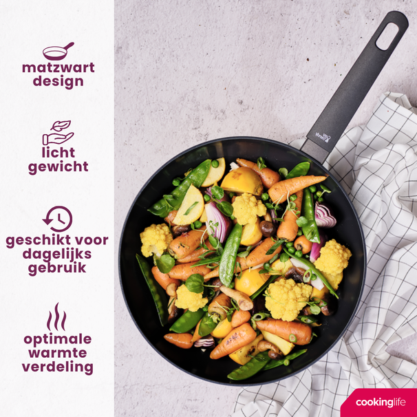 Poêle wok Cookinglife - Wok en aluminium - Black Cera - Ø 28 cm