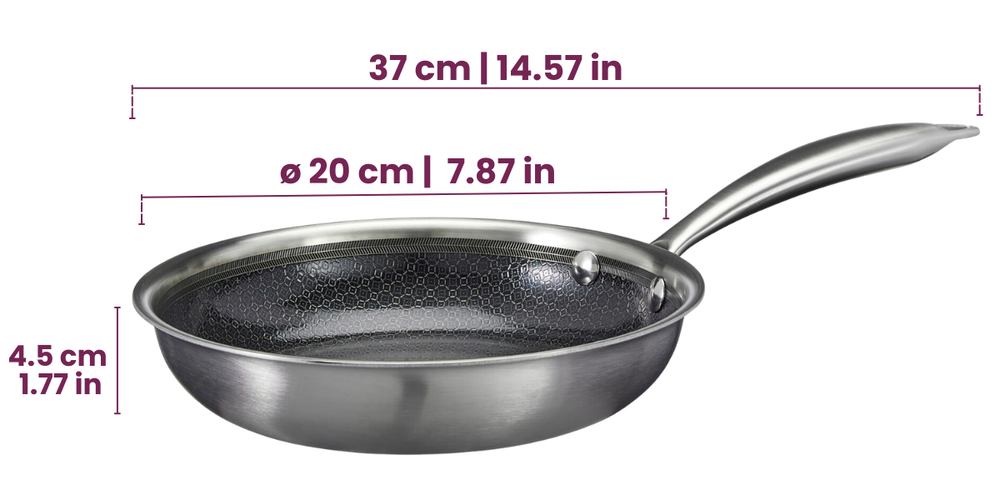 Batterie de cuisine Poêle Cookinglife HexaCook Hybride 3 pièces - ø 20, 24 & 28 cm - ANTI-ADHÉSIF - compatible avec toutes les sources de chaleur - revêtement antiadhésif en céramique