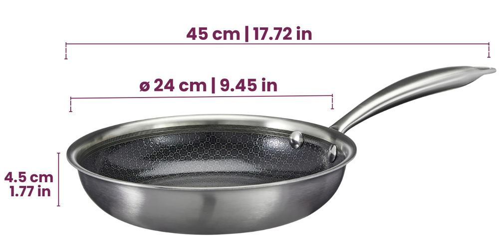 Batterie de cuisine Poêle Cookinglife HexaCook Hybride 2 pièces - ø 24 & 28 cm - ANTI-ADHÉSIF - compatible avec toutes les sources de chaleur - revêtement antiadhésif en céramique