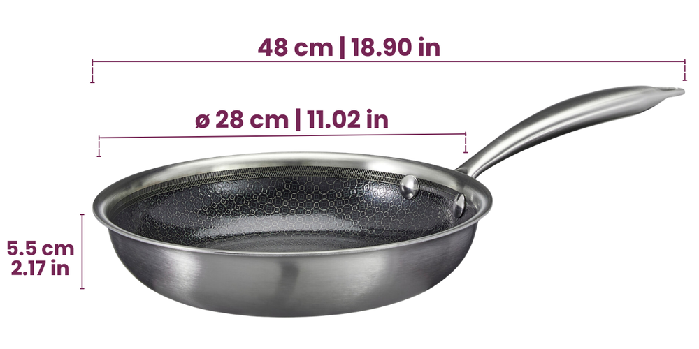 Batterie de cuisine Poêle Cookinglife HexaCook Hybride 2 pièces - ø 24 & 28 cm - ANTI-ADHÉSIF - compatible avec toutes les sources de chaleur - revêtement antiadhésif en céramique