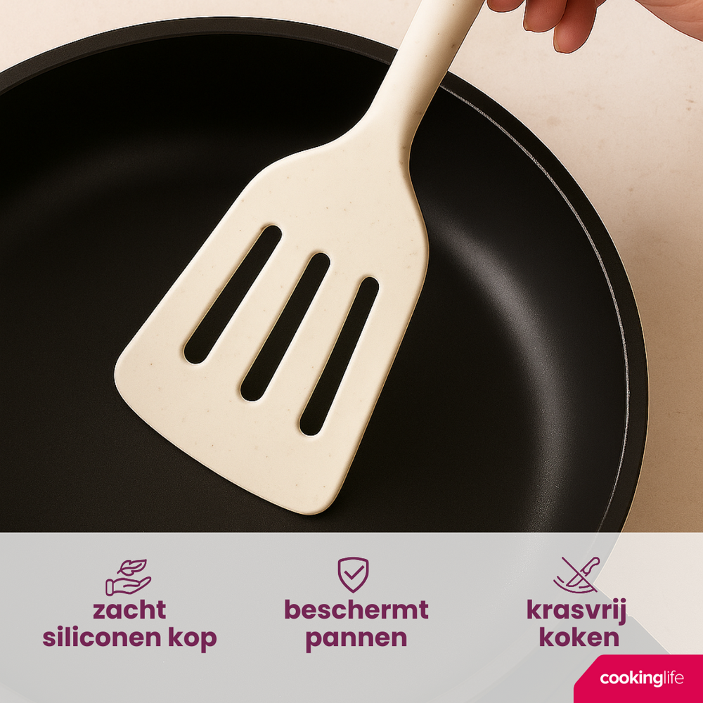 Set de cuisine Cookinglife - Ustensiles cuisson - en silicone et bois - 4 pièces