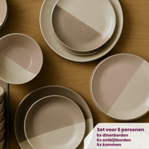 Service de table Cookinglife Leem 18 pièces / 6 personnes - 6 assiettes à dîner, 6 assiettes à petit-déjeuner et 6 bols
