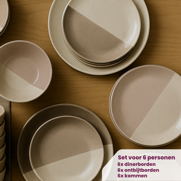 Ensemble de vaisselle Cookinglife - 6 personnes - Leem - 26/21/15 cm - 18 pièces