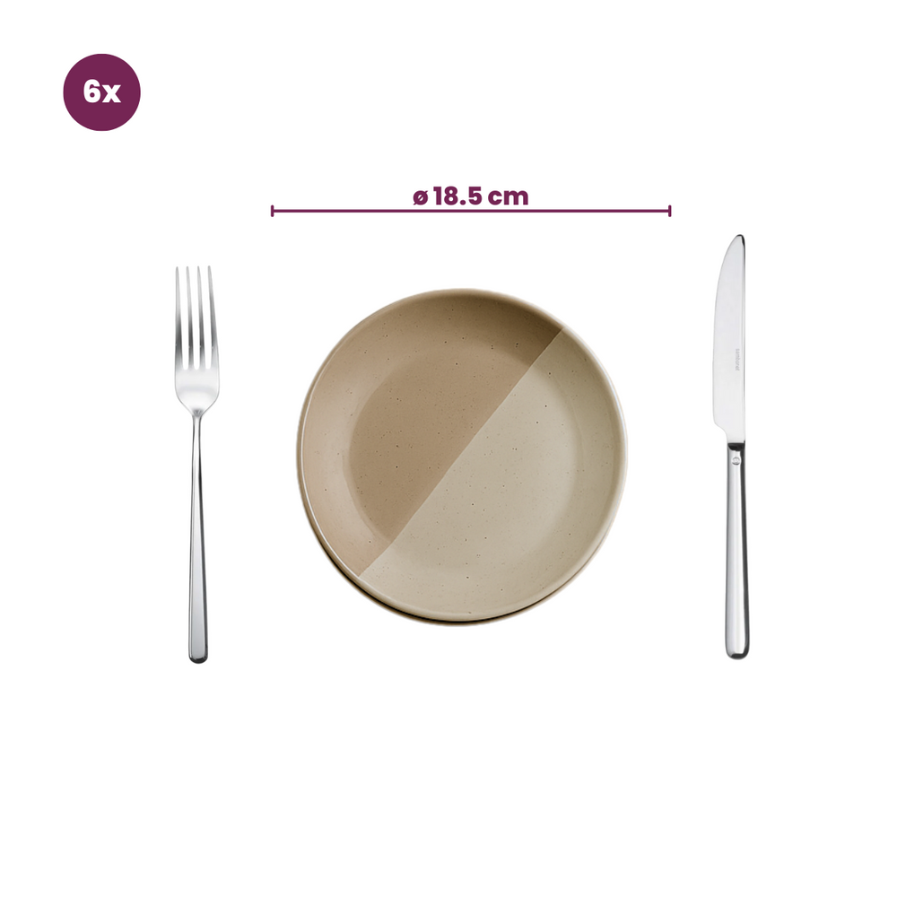 Service de table Cookinglife Leem 18 pièces / 6 personnes - 6 assiettes à dîner, 6 assiettes à petit-déjeuner et 6 bols