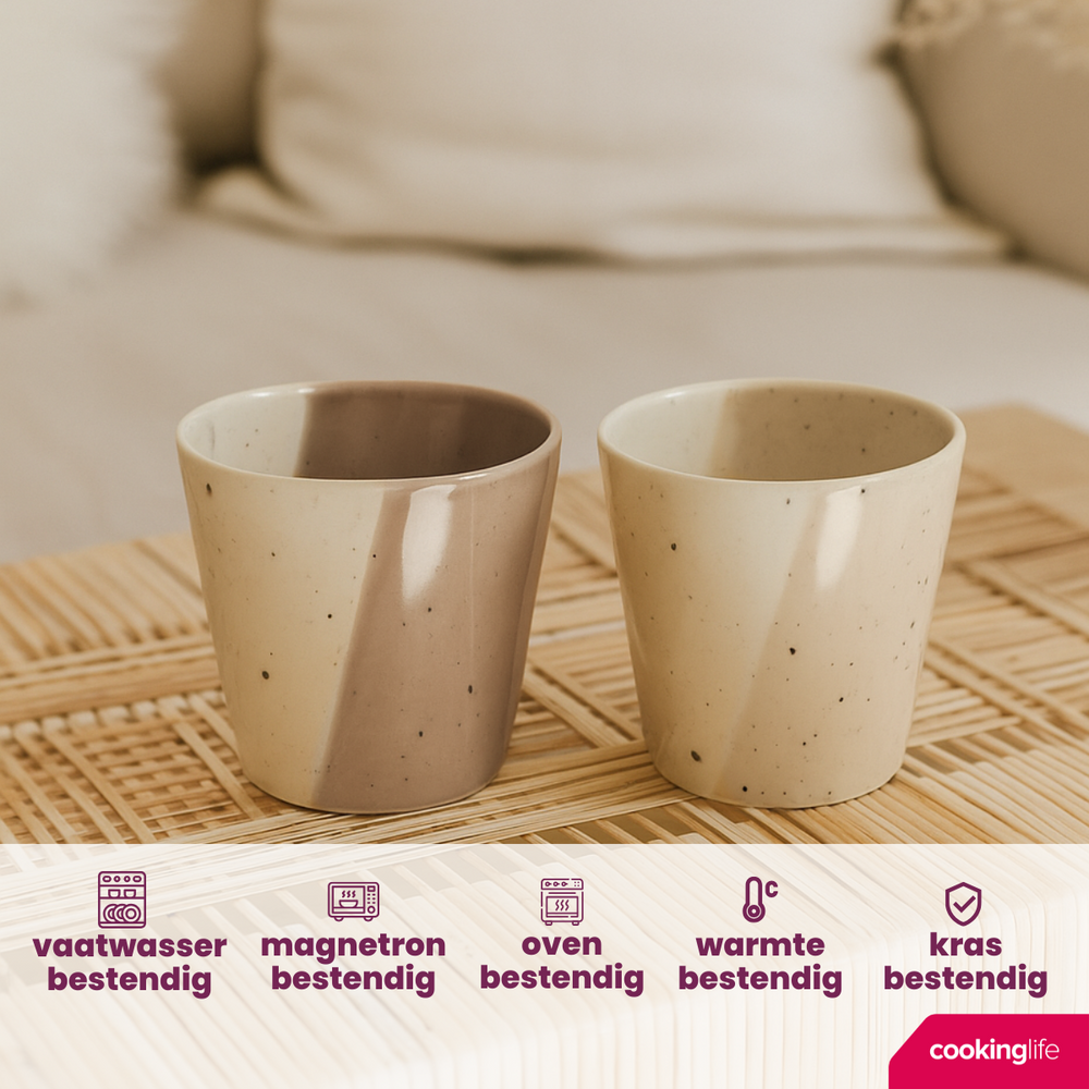 Ensemble de tasses à café Cookinglife - en argile - Leem - 200 ml - 6 pièces