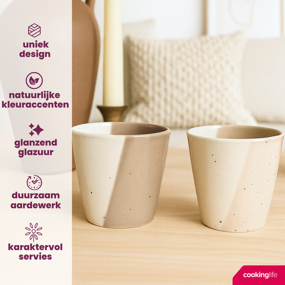 Ensemble de tasses à café Cookinglife - en argile - Leem - 200 ml - 6 pièces