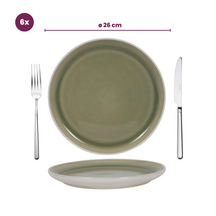 Ensemble d'assiettes a diner Cookinglife - en gres - Mos - Ø 27 cm - 6 pieces