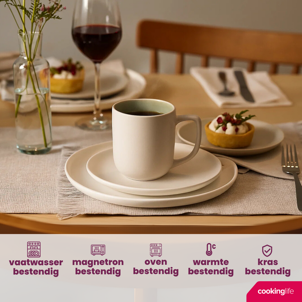 Ensemble de mugs Cookinglife - Mugs a cafe - Mos Vert - 390 ml - 6 pièces