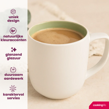 Ensemble de mugs Cookinglife - Mugs a cafe - Mos Vert - 390 ml - 6 pièces