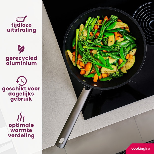Poêle wok Cookinglife - Revêtement en céramique - ProForge - 28 cm