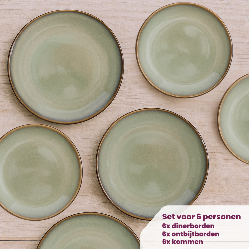Service de vaisselle Cookinglife - Service 6 personnes - Sabi - 26 cm - 18 pièces