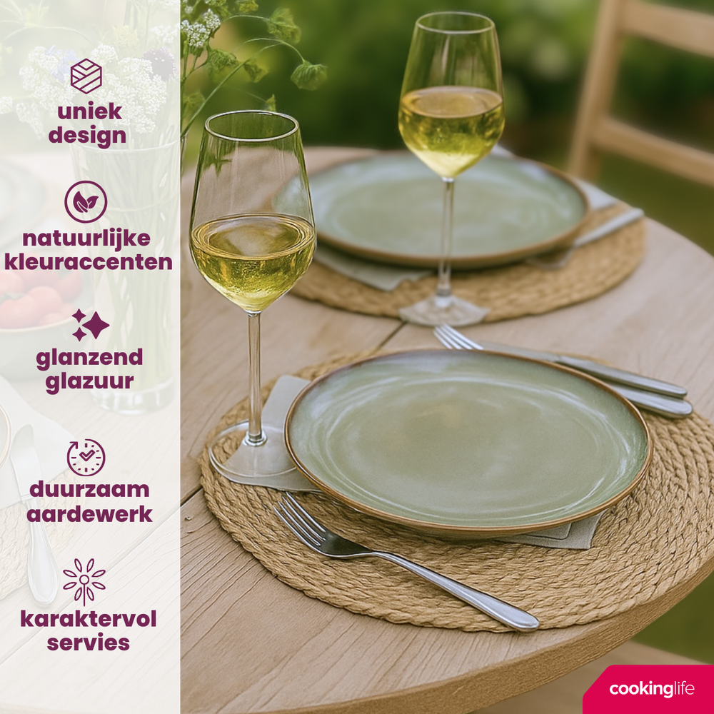 Ensemble d'assiettes a diner Cookinglife - Gres - Sabi - Ø26 cm - 6 pièces