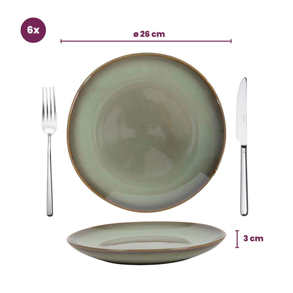 Ensemble d'assiettes a diner Cookinglife - Gres - Sabi - Ø26 cm - 6 pièces