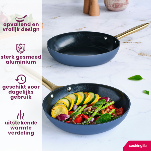 Ensemble de poêles Cookinglife - Poêles à frire - Style - Ø24 & 28 cm - 2 pièces