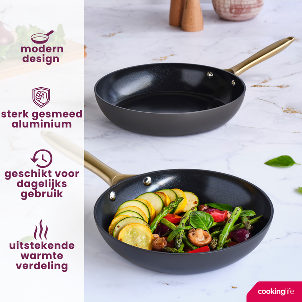 Ensemble de poêles Cookinglife - Poêles à frire - Style - Ø 24/28 cm - 2 pièces