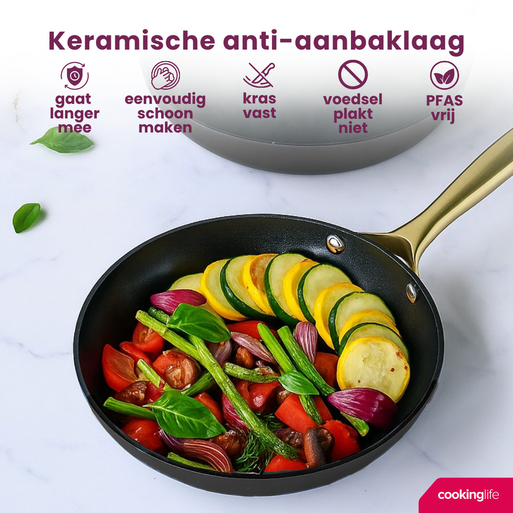 Ensemble de poêles Cookinglife - Poêles à frire - Style - Ø 24/28 cm - 2 pièces