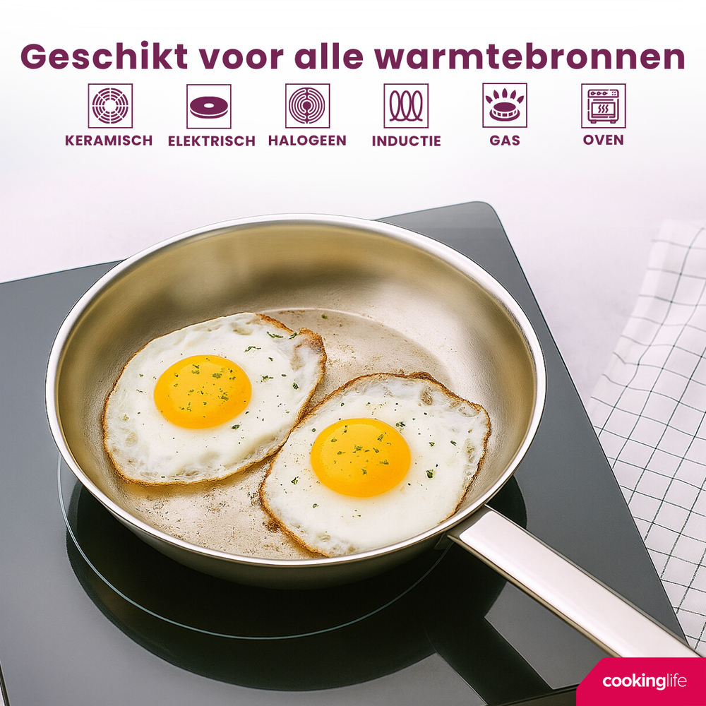 Poêle Cookinglife - Poêle à frire - Superior - Ø 28 cm - en inox