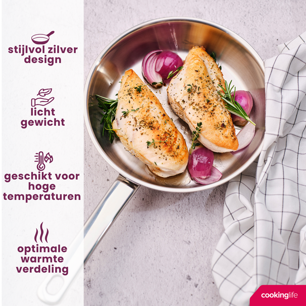 Poêle à frire Cookinglife - Poêle en inox triply - Superior - 20 cm