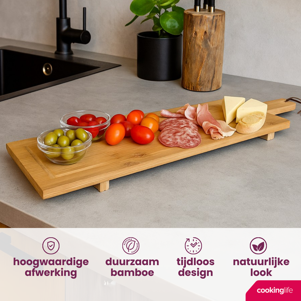 Planche de service Cookinglife - Planche à tapas - Organic Bamboe - 88 x 26 cm
