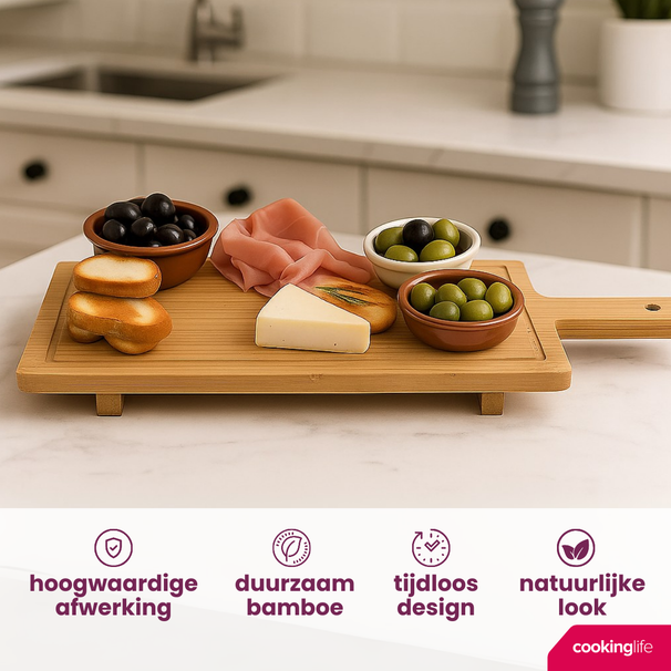 Planche de service Cookinglife - Planche à tapas - Bambou Organique - 58 x 19 cm