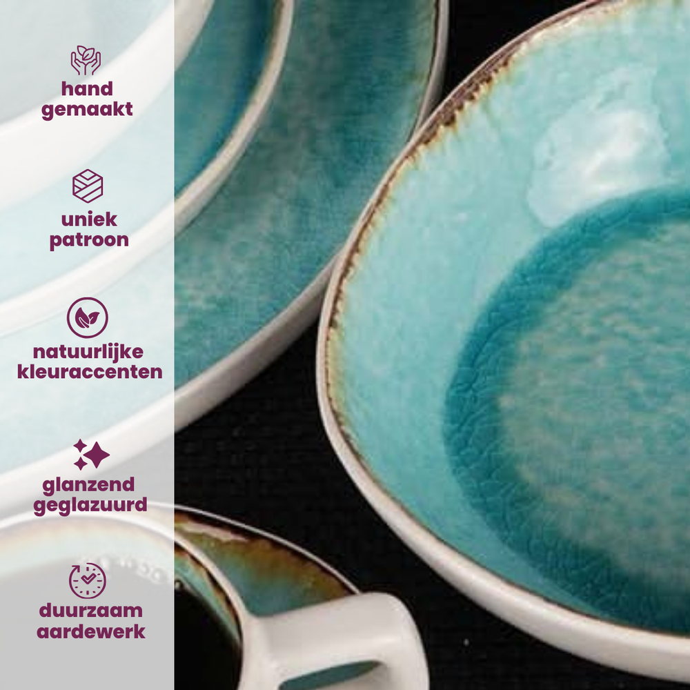 Set d'assiettes Cosy & Trendy - en gres - Laguna Azzurro - Ø27 cm - 4 pièces