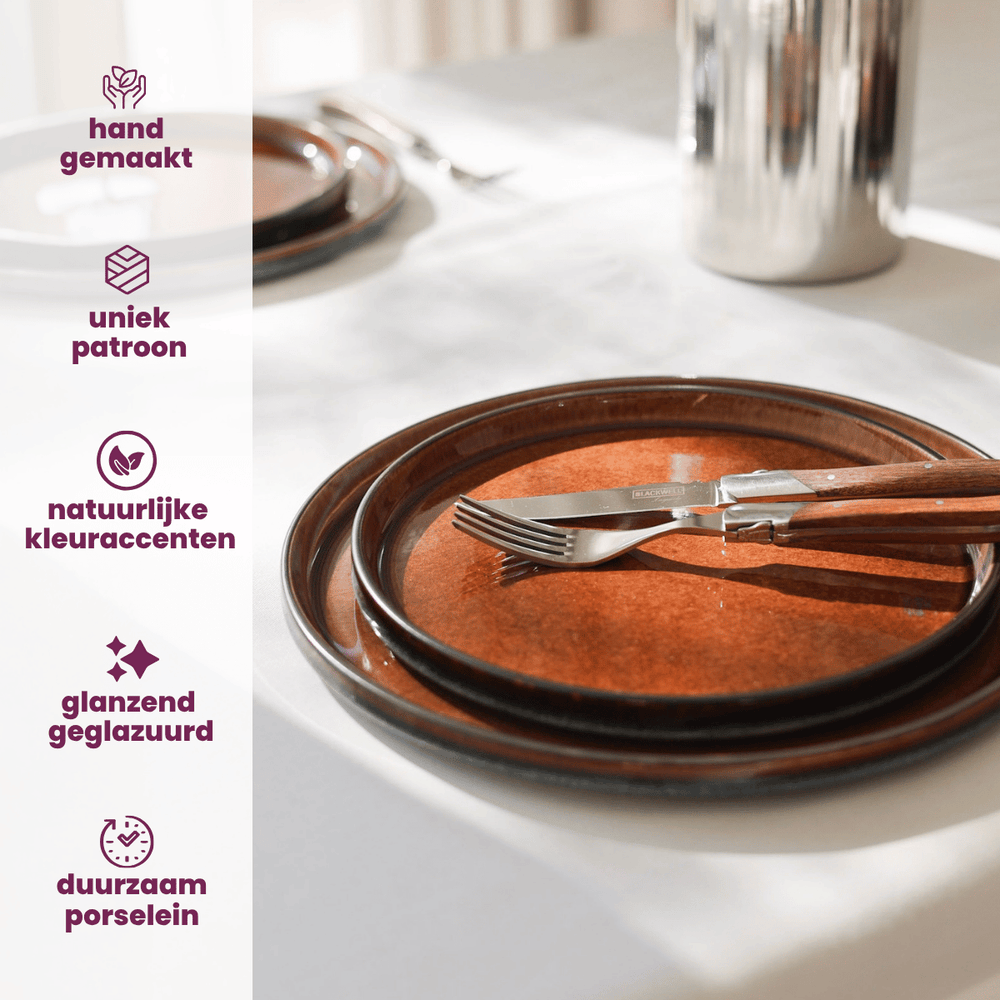 Set d'assiettes Cosy&Trendy - en porcelaine - Quintana Amber - 28 cm - 4 pièces