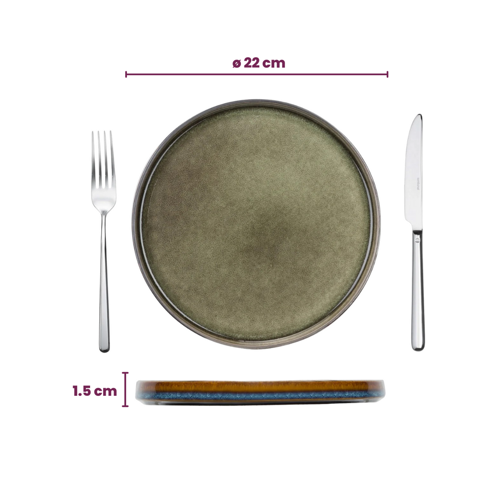 Set d'assiettes Cosy & Trendy - Dessert - Quintana Green - 22 cm - 4 pièces