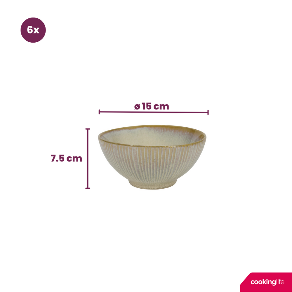 Boules Cookinglife Coastal Lines Ocean Beige ø 15 cm - 6 pièces